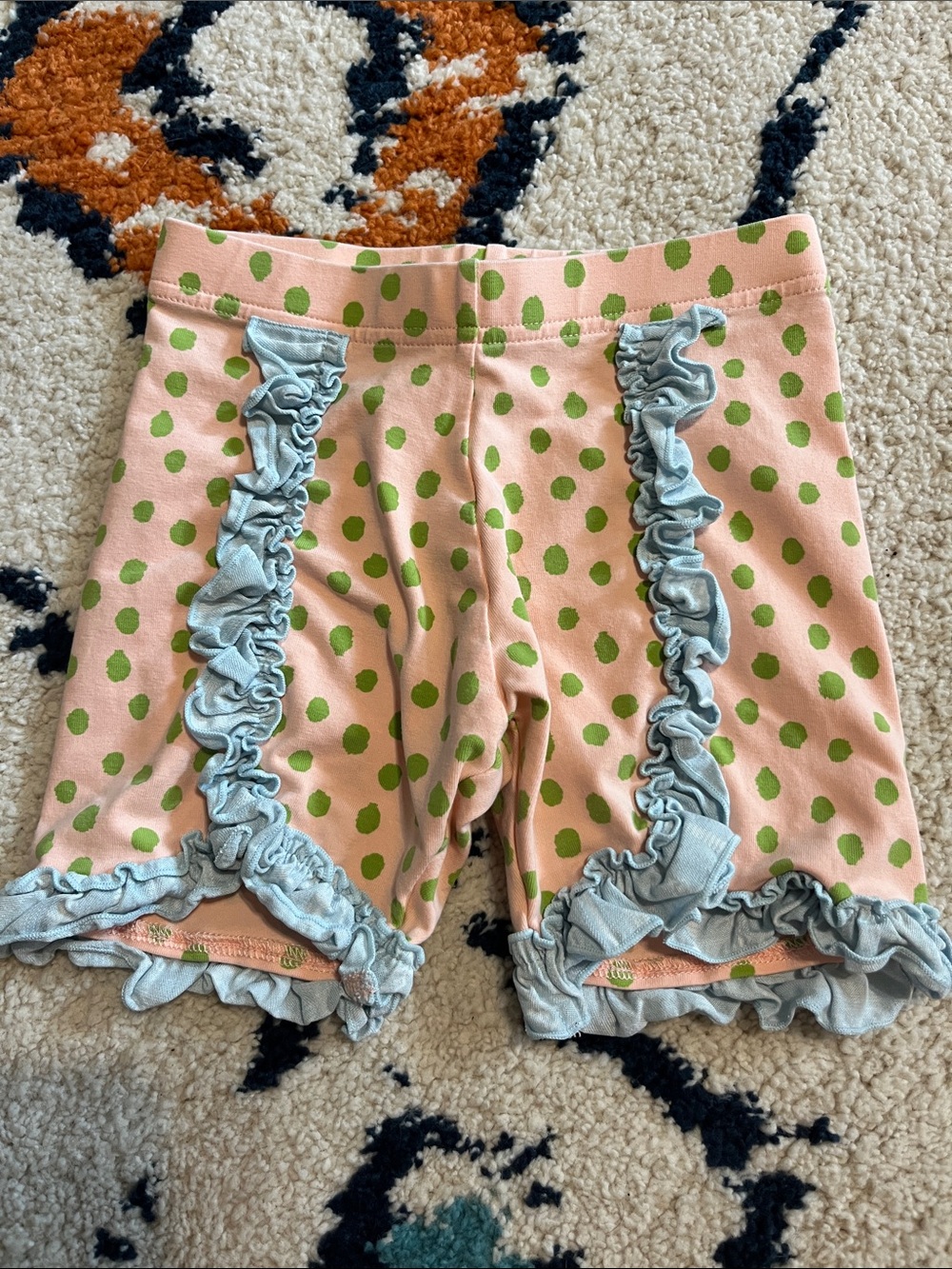 Matilda Jane Pink Shorts with Green Polka Dots
